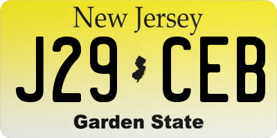 NJ license plate J29CEB