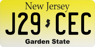NJ license plate J29CEC