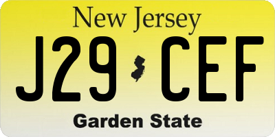 NJ license plate J29CEF