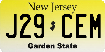 NJ license plate J29CEM