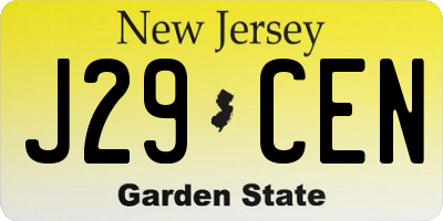 NJ license plate J29CEN