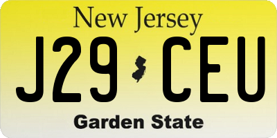NJ license plate J29CEU