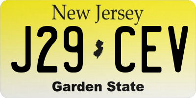 NJ license plate J29CEV