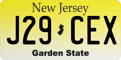 NJ license plate J29CEX