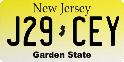 NJ license plate J29CEY