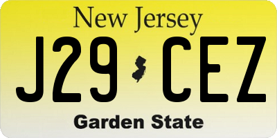 NJ license plate J29CEZ