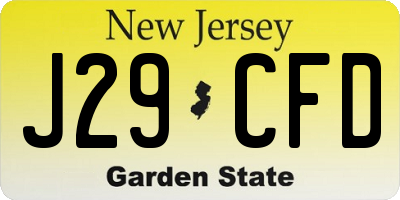NJ license plate J29CFD
