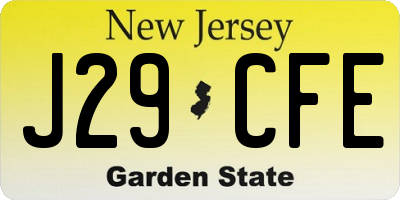 NJ license plate J29CFE
