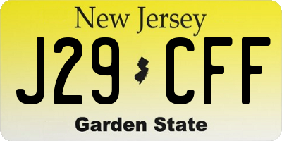 NJ license plate J29CFF