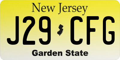 NJ license plate J29CFG