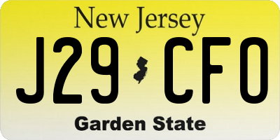 NJ license plate J29CFO