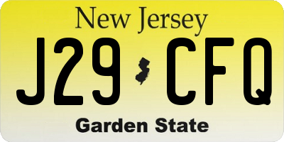 NJ license plate J29CFQ