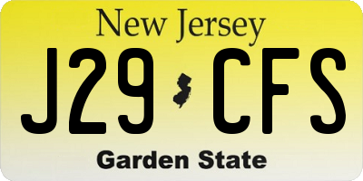 NJ license plate J29CFS
