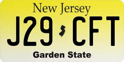 NJ license plate J29CFT