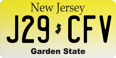 NJ license plate J29CFV