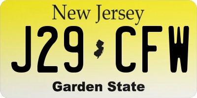 NJ license plate J29CFW
