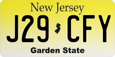 NJ license plate J29CFY