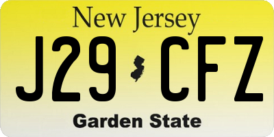 NJ license plate J29CFZ