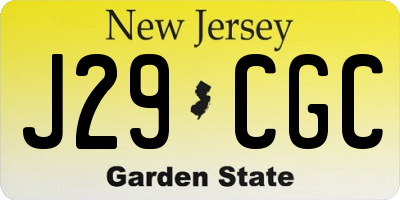 NJ license plate J29CGC