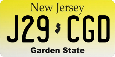 NJ license plate J29CGD