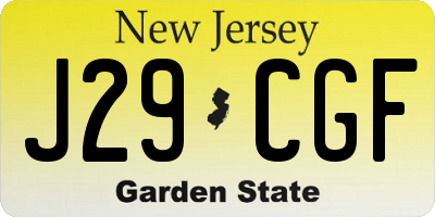 NJ license plate J29CGF