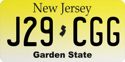 NJ license plate J29CGG