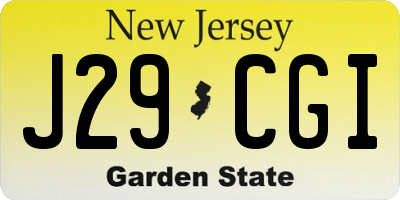 NJ license plate J29CGI