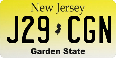 NJ license plate J29CGN