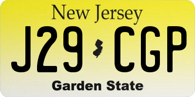 NJ license plate J29CGP