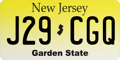 NJ license plate J29CGQ