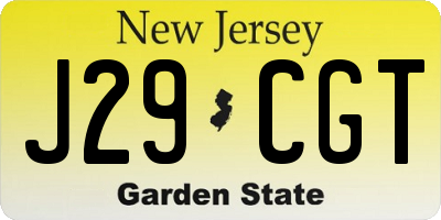 NJ license plate J29CGT