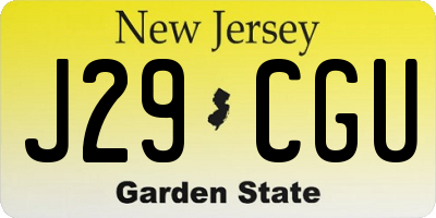NJ license plate J29CGU