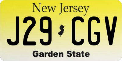 NJ license plate J29CGV