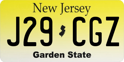NJ license plate J29CGZ