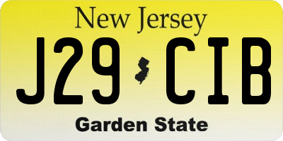NJ license plate J29CIB