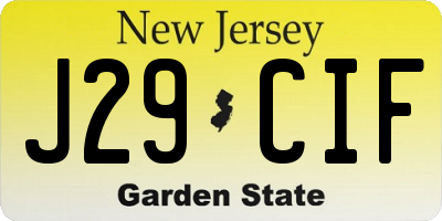 NJ license plate J29CIF