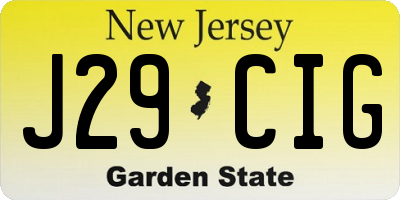 NJ license plate J29CIG
