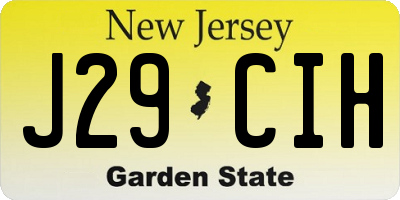 NJ license plate J29CIH