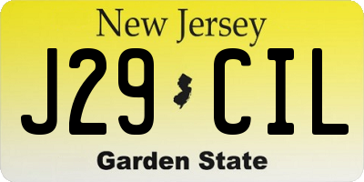NJ license plate J29CIL