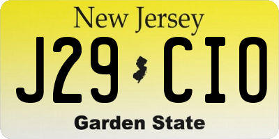 NJ license plate J29CIO