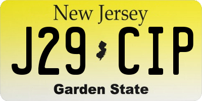 NJ license plate J29CIP