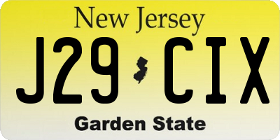 NJ license plate J29CIX