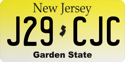 NJ license plate J29CJC