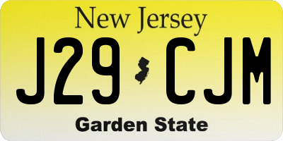NJ license plate J29CJM