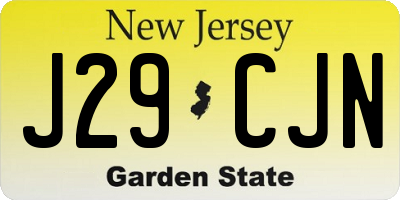 NJ license plate J29CJN