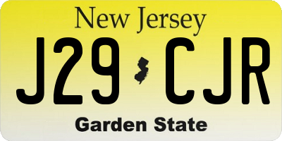 NJ license plate J29CJR