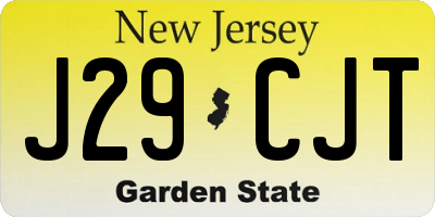 NJ license plate J29CJT