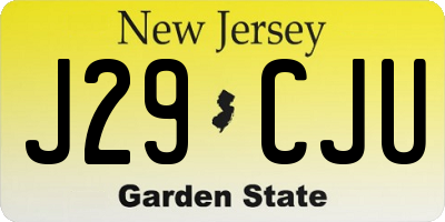 NJ license plate J29CJU