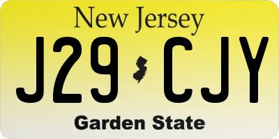 NJ license plate J29CJY