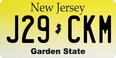 NJ license plate J29CKM